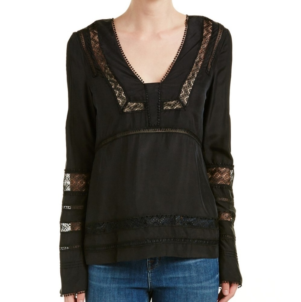 Derek Lam 10 Crosby Black 100% Silk Blouse